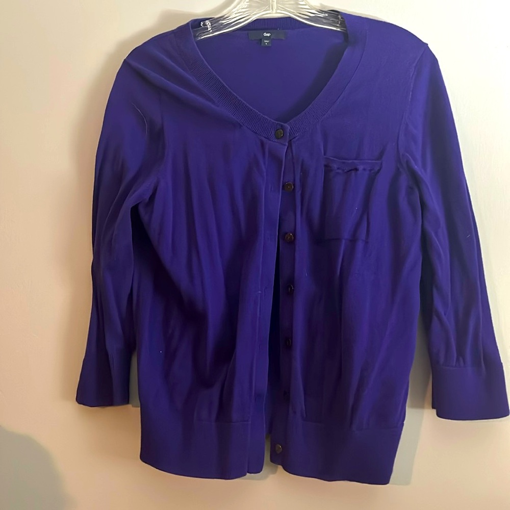 Women’s Purple Button-Up Gap Cardigan